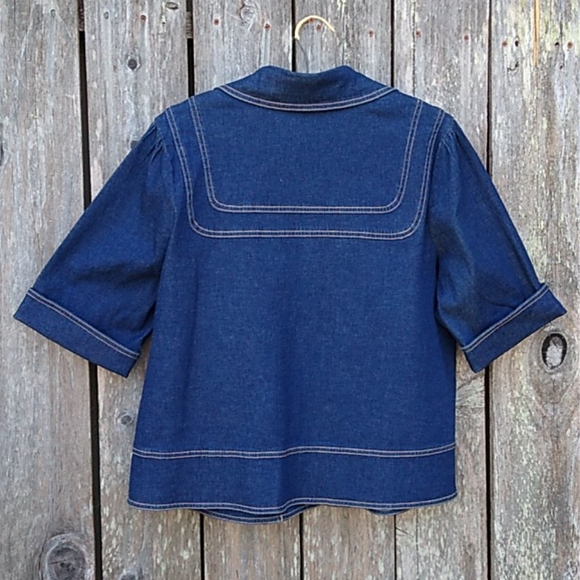 Dark Denim Short-sleeved Stretch Jacket Topper - Picture 5 of 9